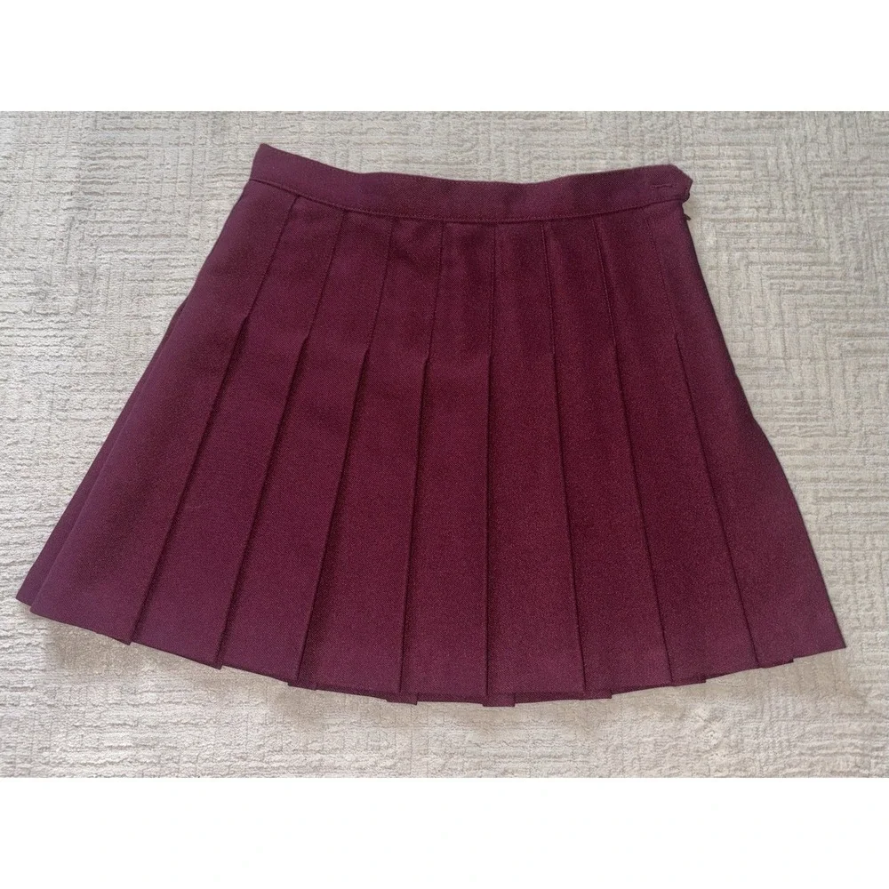 American Apparel Pleated Tennis Mini Skirt M Burgundy Preppy USA Y2K Casual Red